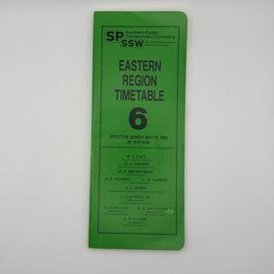 Southern Pacific SSW Eastern Region Timetable 6 May 15 1988 Railroad Vintage